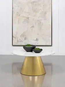 Coaster Avon Round Marble Top Stainless Steel Coffee Table White