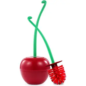 Cherry Toilet Brush and Holder Bathroom Fashionable Cute Toilet Brush Cherry Toilet Brush with Solid Handle and Durable Bristles for Bathroom Cleaning