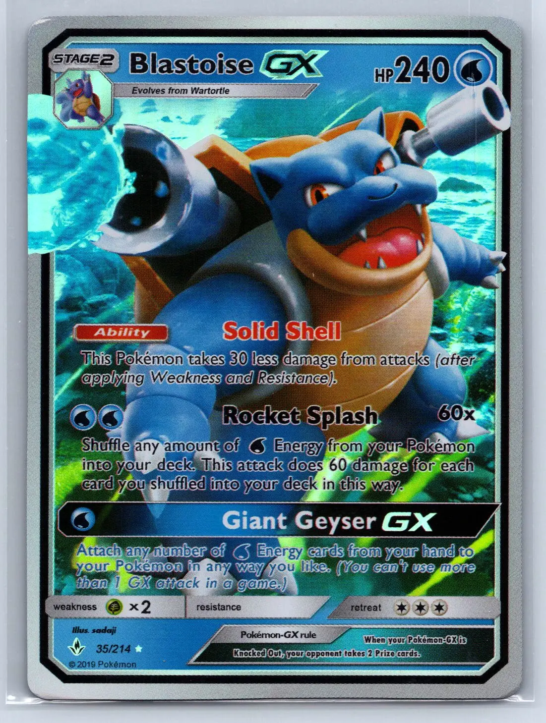Pokémon Fan Art Blastoise GX Custom Single Trading Card, GX Variant Collectible Non-Sports Trading Card Accessory