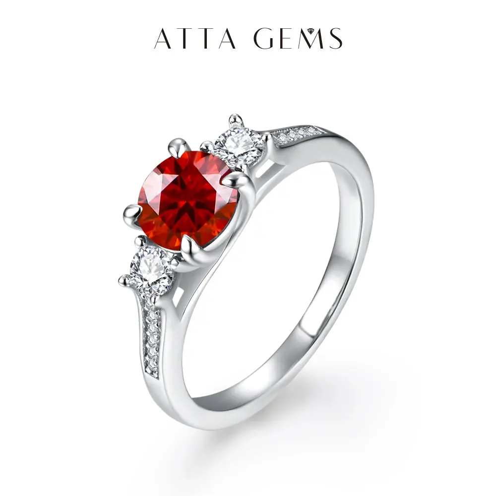 Women's Red 1CT D Color VVS1 Synthetic Moissanite Artificial Gemstone Ring, Fine Wedding Jewelry, Unique Gift, R084 summerwins, Beautiful Rings, Engagement Promise Rings