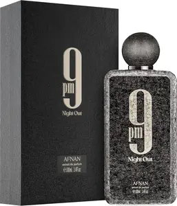 Afnan 9 PM Night Out Unisex Extrait de Parfum 3.4 Fl Oz - Confidence Energy Magnetic Appeal Dragon Fruit Bergamot Cognac Lavender Apple