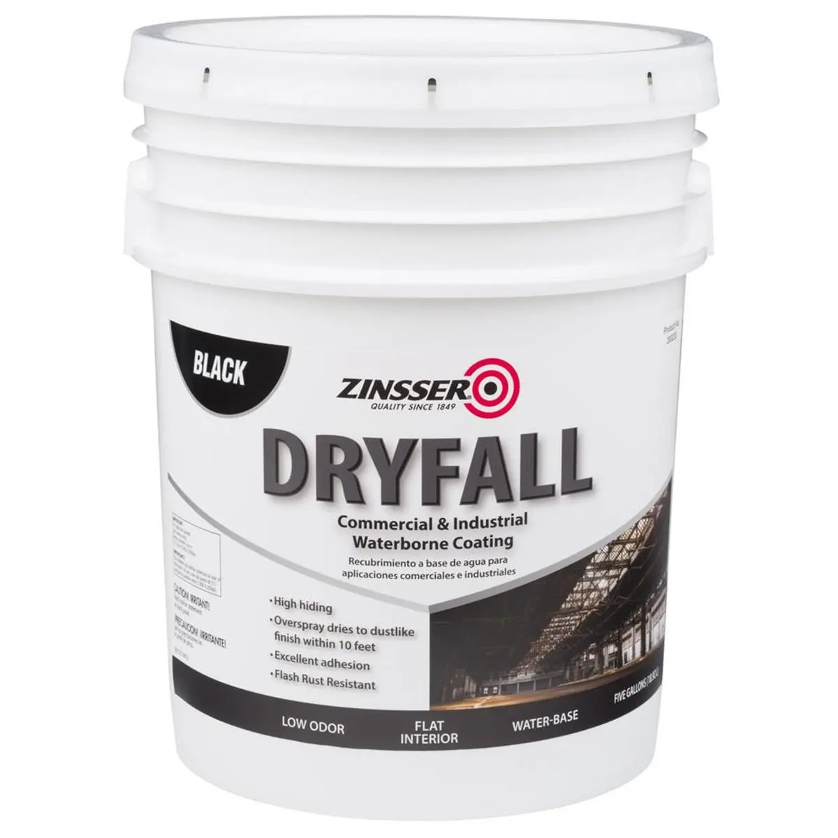 Zinsser 265575 Waterborne Dryfall Coating - 5 gal, Black Flat Finish, High Hiding Interior Wall Paint, Default, Flash Rust Resistant, No Thinning Required for Commercial Automotive & Motorcycle Paint Care