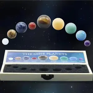 Natural Crystal Stone Nine Planets Universe Galaxy Solar System Planet Set, Educational Science Toy, Collectible Astrology Gift
