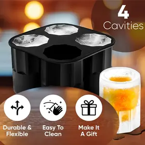 1pc Shot Glass Ice Mold Tray - 4 Cavities, Reusable Whiskey Glass Cubes, Perfect for Cocktails & Beverages, Kitchen Bar Accessory, Home Bar Accessories