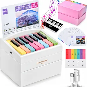 Piano Lover Gift - Mini Piano with 52 Sheet Music Cards, 2025 Music Calendar & Note Card Set, Perfect for Family & Friends (Includes 28 Reusable Cards)