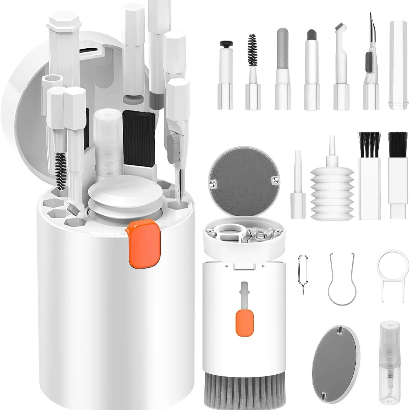 20 in 1 Portable Cleaner Kit for Electronic Devices, Cleaning Kits, Keyboard Cleaning Brush, Headphones Cleaner Kit for AirPods, Multi-Tool for Cleaning Laptop, Earbuds, Camera, Cellphones (White), Electronic Gift Set