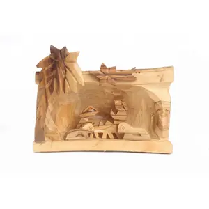 Olive Wood Nativity Scene_ Carved Grotto