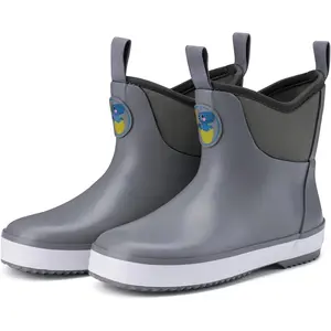 Kid's Deck Boots Waterproof Lightweight Ankle Rain Boots for Boys Girls Rubber Boots Non-slip Child Rain Shoes