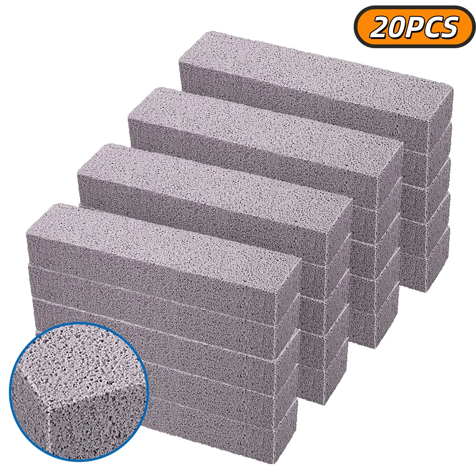 20 Pcs Stick Shape Pumice Stones - 5.9x1.4x0.9 In, High-Quality Materials Sturdy Durable Deep Cleaning Scrubbers for Home Kitchen Use