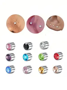 6pcs Magnetic Fake Nose Stud, Fake Nose Piercing Silver Gold Clip On Earring, Nose Piercing Jewelry