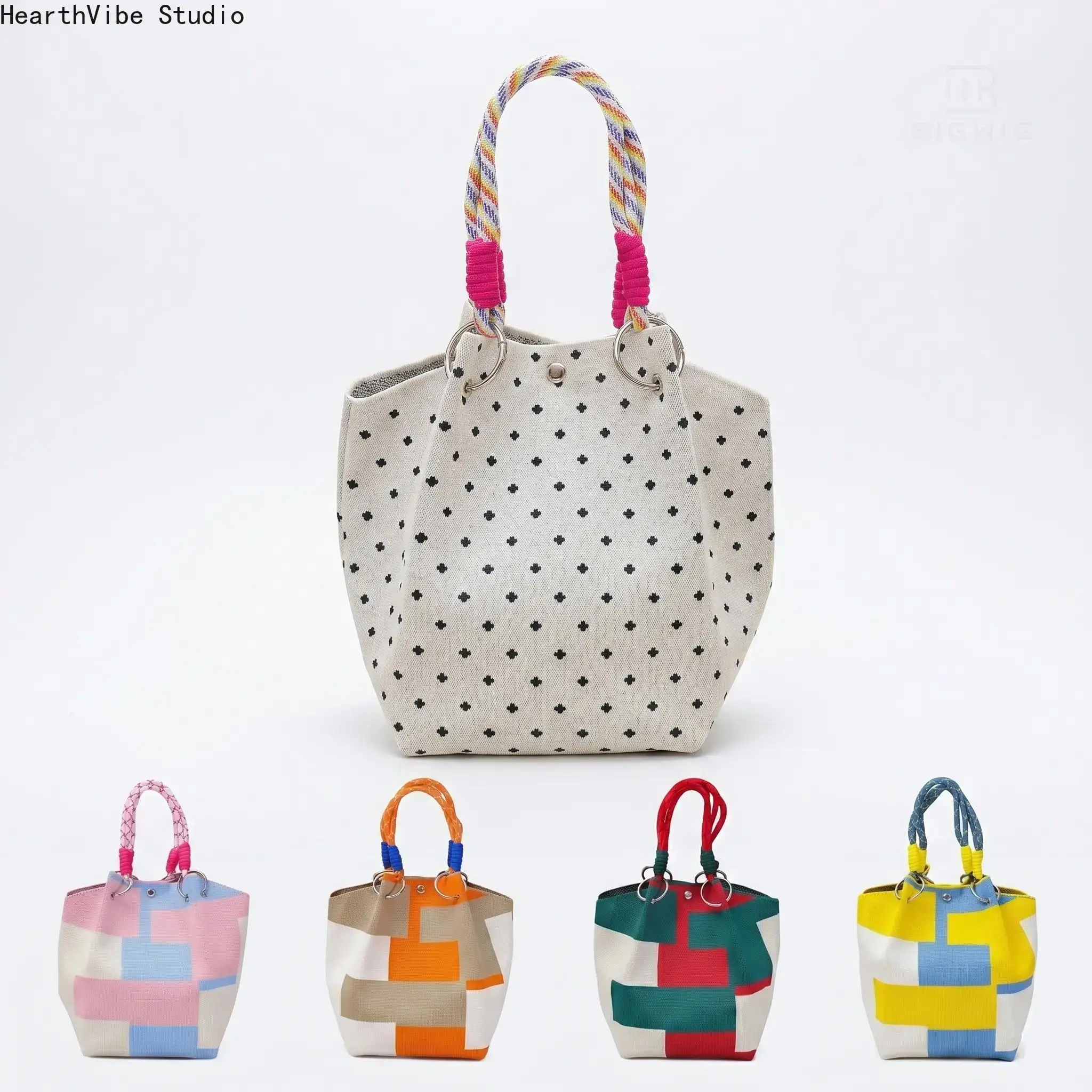 Women's Aesthetic Knitted Top-Handle Chic Fashion Handbag, Minimalist Crochet Creative Design Fabric Purse, Small Casual Shoulder Bag for Summer Beach Holiday Gift