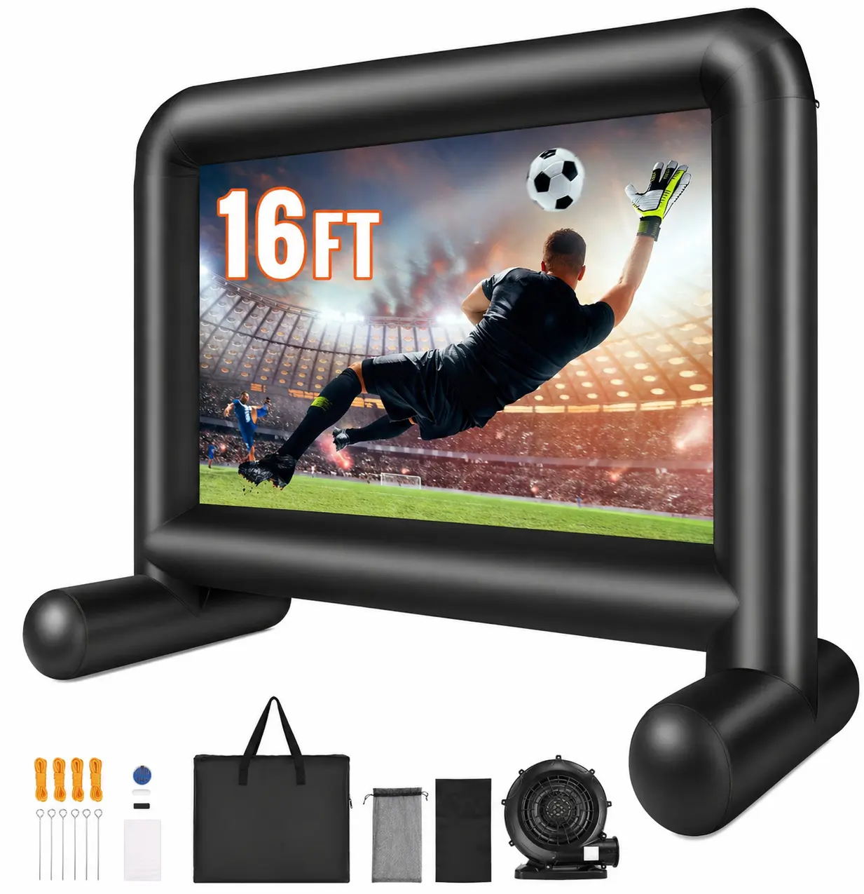 Inflatable Movie Screen for Outside - Portable Blow Up Projector Screen with Quiet Blower and Carrying Bag - Professional Mega Outdoor Cinema for Backyard Parties and Family Movie Nights