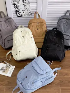 2026 New Simple Multi-Pocket Backpack, Lightweight Nylon Casual Backpack, Unisex Student School Commute Large Capacity Bag