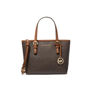 Michael Kors MK Jet Set Logo Leather Mini Tote Bag for Women in Acorn Brown