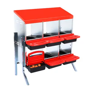 Chicken Nesting Box, 8-Compartment Heavy Duty Metal Hen Laying Box with Breathable Holes & Resting Platform, Wall Mounted/Floor Rollaway Chicken Nest Box