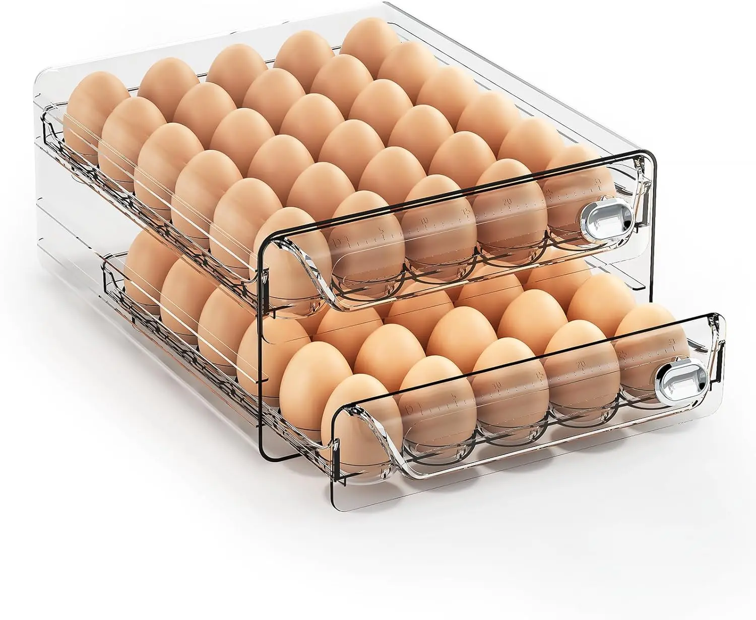 [Limited time deal] Egg Holder for Refrigerator, 60 Egg Drawer Organizer with Time Scale, Stackable Egg Holder Egg Trays, Clear Egg Fresh Storage Box for Friage, Large Capacity Egg Container Organizer Bins Kitchen