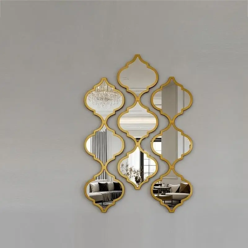 Ramadan or Graduation Gift – 9-Piece Set Moroccan Decorative Wall Decals, Black & Gold Reflective Peel & Stick for Bathroom/Hallway, Creative Home Decor for Home Lovers, Bohemian Chic Aesthetic, Decoration