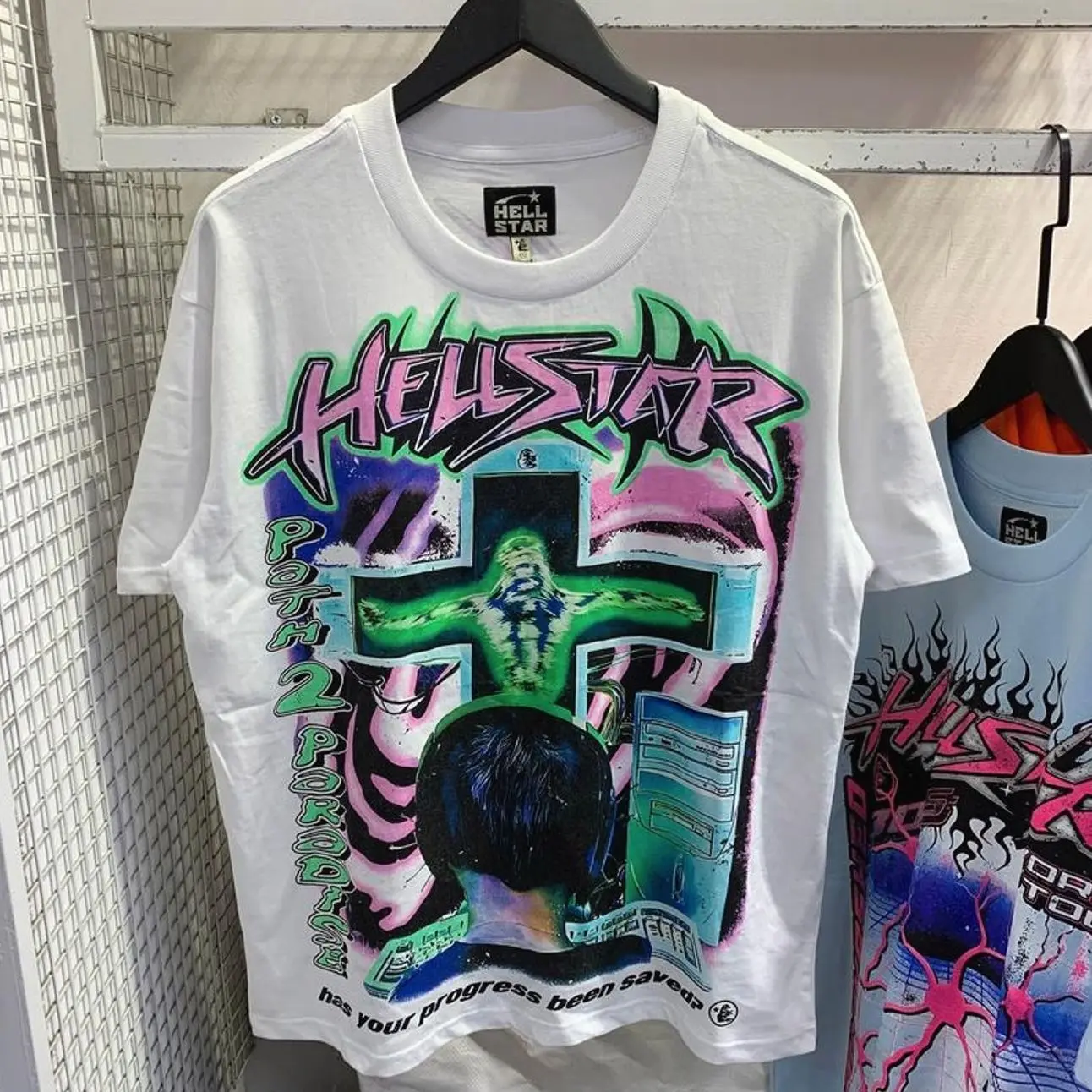 Hell-star Online Y2K Aesthetic T Shirt, Harajuku Tee, Goth Punk T-Shirt, Alternative Clothing, Y2k Graphic Shirt, Unisex Shirt, Cotton Shirt, Vintage Shirt, Crewneck Shirt, Streetwear, Oversized T-Shirt 8XN