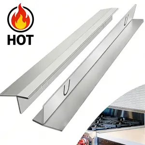 Stainless Steel Stove Gap Covers 2 Pack, 13.8–27.6 Inch Adjustable Stove Counter Gap Filler, Heat Resistant Smooth Edge Gap Guard, Easy to Clean, for Flat Countertops, Silver