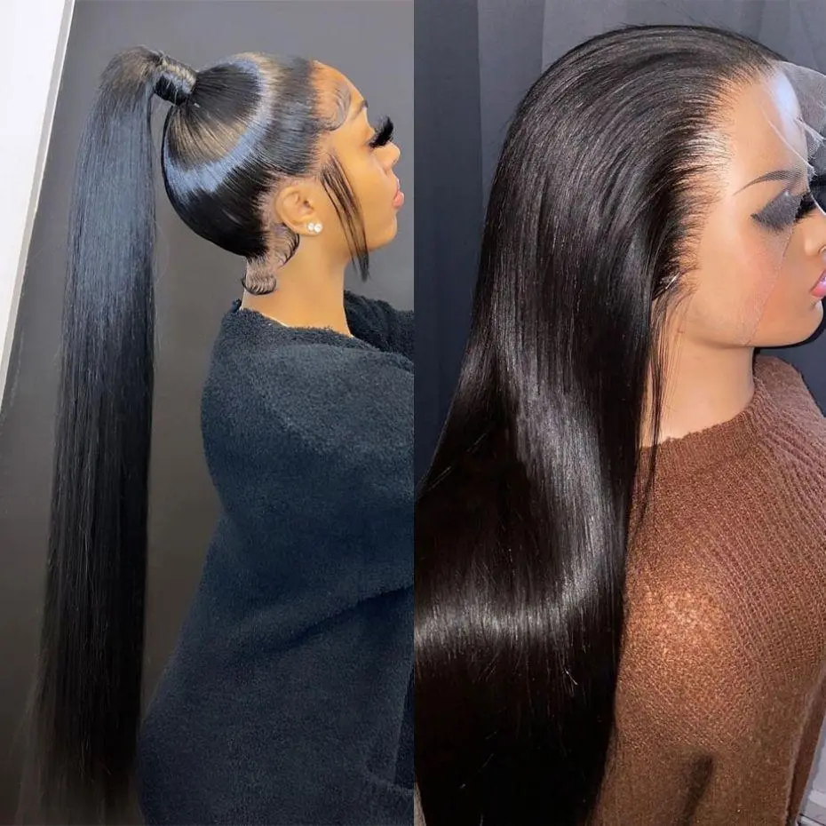 Bone Straight 360 HD Full Lace Frontal Human Hair Wigs For Woman Cheap Brazilian 180% 13x4 13X6 Transparent Lace Front Wig Smooth Pre Plucked 12-36 Inch Bling Hair Wholesale TikTokShopHolidayHaul