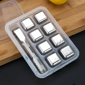 [fathersdaygift]Whiskey Stones 8 Pack, Metal Reusable Ice Cubes, Stainless Steel Ice Cubes, Suitable for Whiskey, Vodka, Liqueurs, Wine, Beverage Juice or Soda