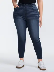 BloomChic Women's Plus Size High-Waist BBL Butt-Lifting Skinny Jeans - Cotton-Spandex Fabric, Minimalist Basic Bottom, Super Stretchy Soft, Indigo Denim, Slanted Pockets, Above-Ankle Turn-Up, Non-Wash Leisure, Summer Fit, M-6X, 2026 Mother's Day Pick summ