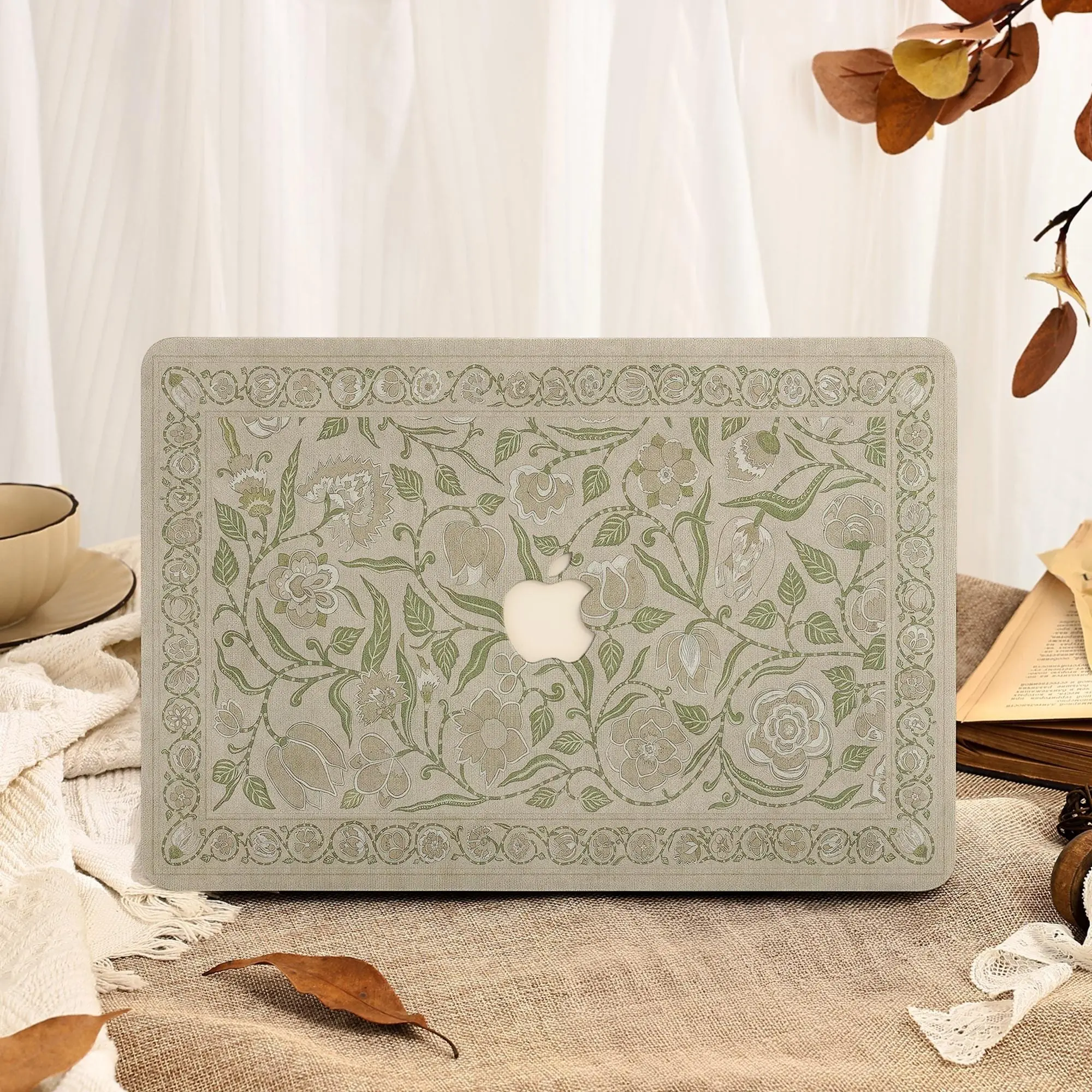 Vintage Fabric-textured Greenery MacBook for MacBook Air 15 13, MacBook Pro 16 14 13 Inch,  MacBook Protective Case Cover