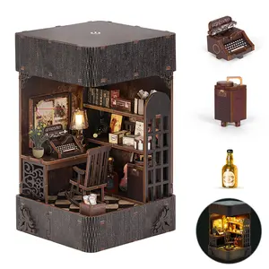 DIY 3D Wooden Puzzle Vintage Handcrafted Book Nook Kit, Handmade Book Stand Model for Shelf Decor, Unique Birthday and Holiday Gift Idea