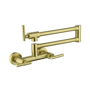 Brass Pot Filler Faucet - 3 Handle Commercial Design