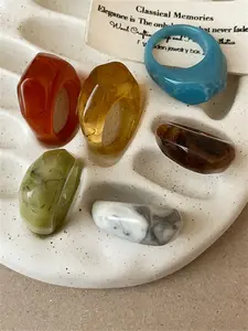 6 Pcs Cute Simple Resin Rings Set, Stackable rings, Dainty Stacking Rings, Fashionable Irregular Design, Perfect for Daily Wear, Parties, Holidays, Unique Gift Ideas