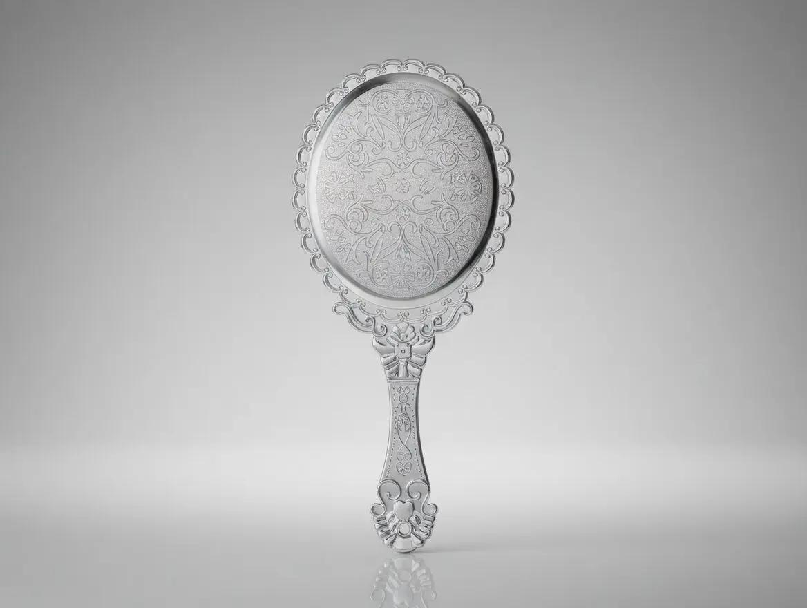 Elegant Vintage Silver Hand Mirror – Ornate Victorian Vanity Mirror