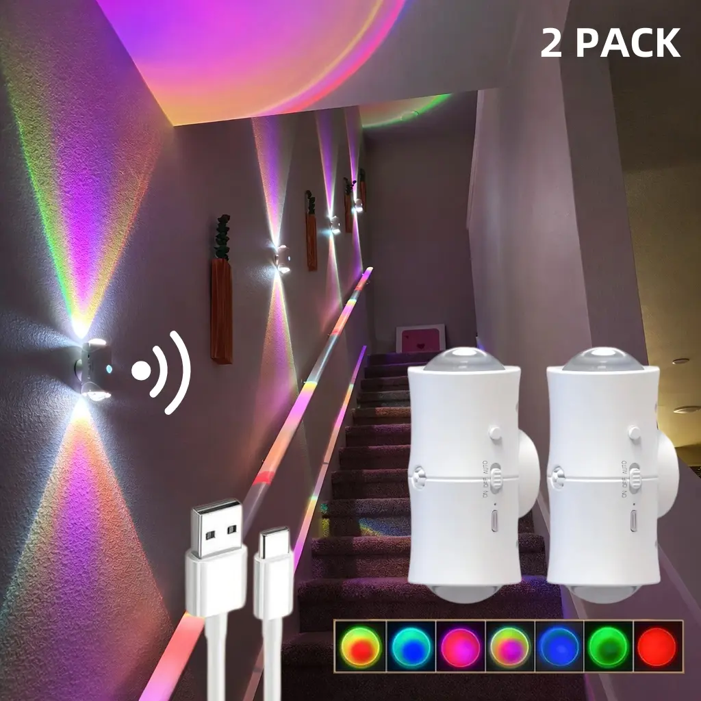 Motion Sensor Night Light, Rechargeable Stick On LED Light for Bedroom Hallway Stairs, Magnetic Wall Light, RGB Home Decor tiktokshopspringglowup summerwins