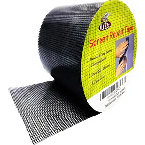 Window Screen Repair Kit Tape Extra Wide 4''x16.4' Black Adhesive &  3-Layer Fiberglass fix for Screen Door and Window Screen