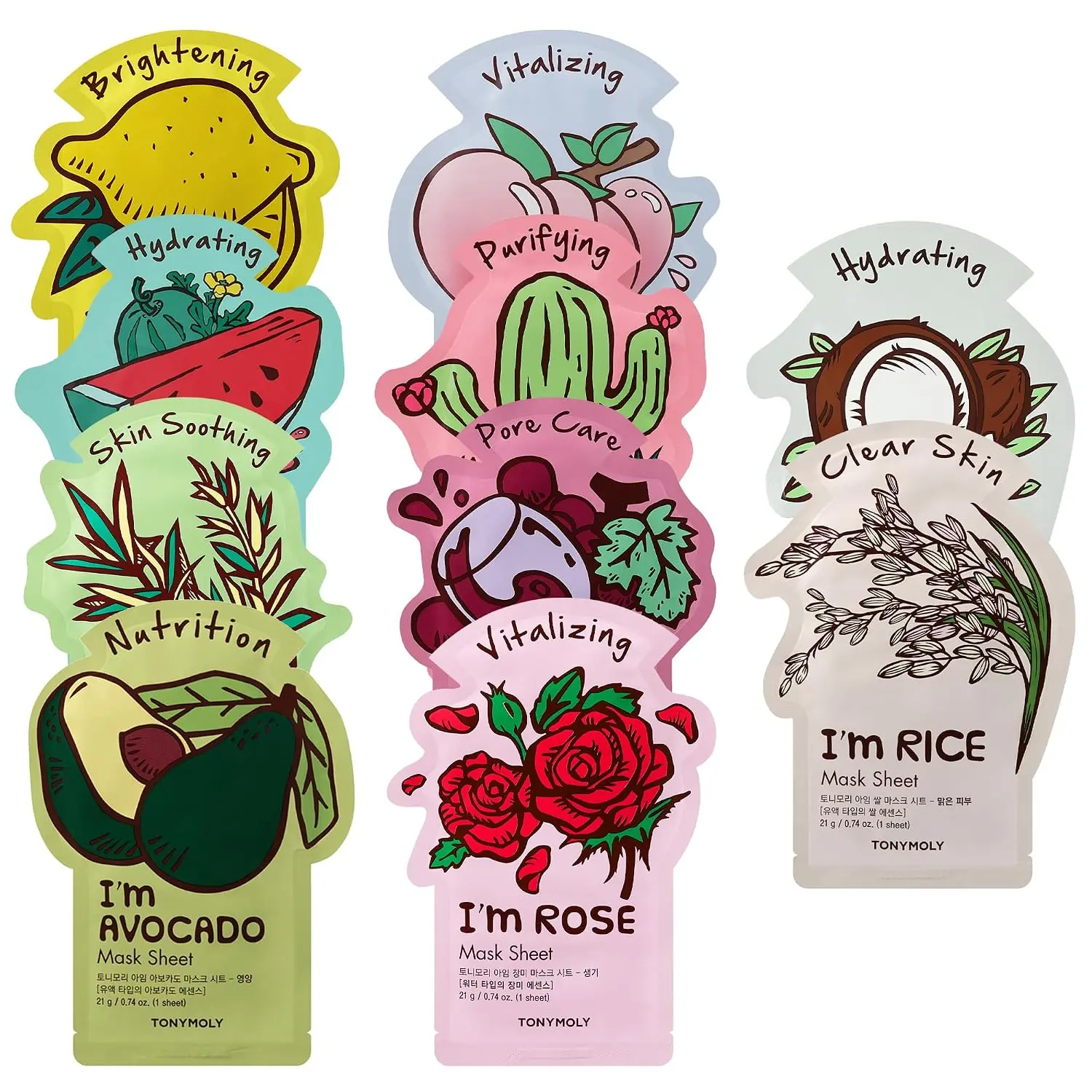 Hydrating Korean Sheet Mask Gift Set, 10-Pack Variety - Nourishing Face Care Products with Vitamin Essences for Deep Moisture & Soothing Skin, Daily, Radiant Skin, Moisturizer, Restore