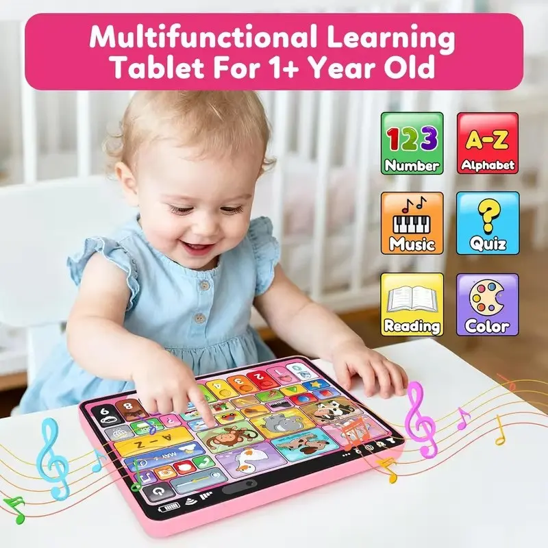 Baby Learning Machine, Reversible Language English French Spanish, Early Education Digital Point-And-Read Tablet, Toddler Tablets, Learning Entertainment Tablet, Kids Toy Gift