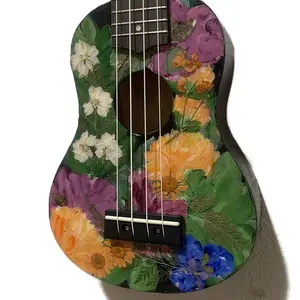 Hand Painted Dried Flower Ukulele - Unique Musical Instrument