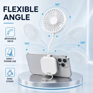 MREGB Magnetic Phone Fan with Holder Portable Handheld Fan Small Desk Fan USB Rechargeable Mini Fan for iPhone 16 15 14 13 Pro Max 360° Foldable Flexible Stand 3 Speeds Personal Cooling Fan for Travel Outdoor Office Gaming Summer Accessories summervibes☀️