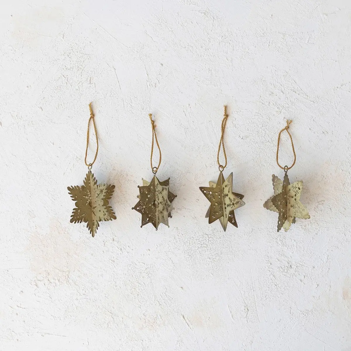 Distressed Gold Metal 3D Snowflake Ornament