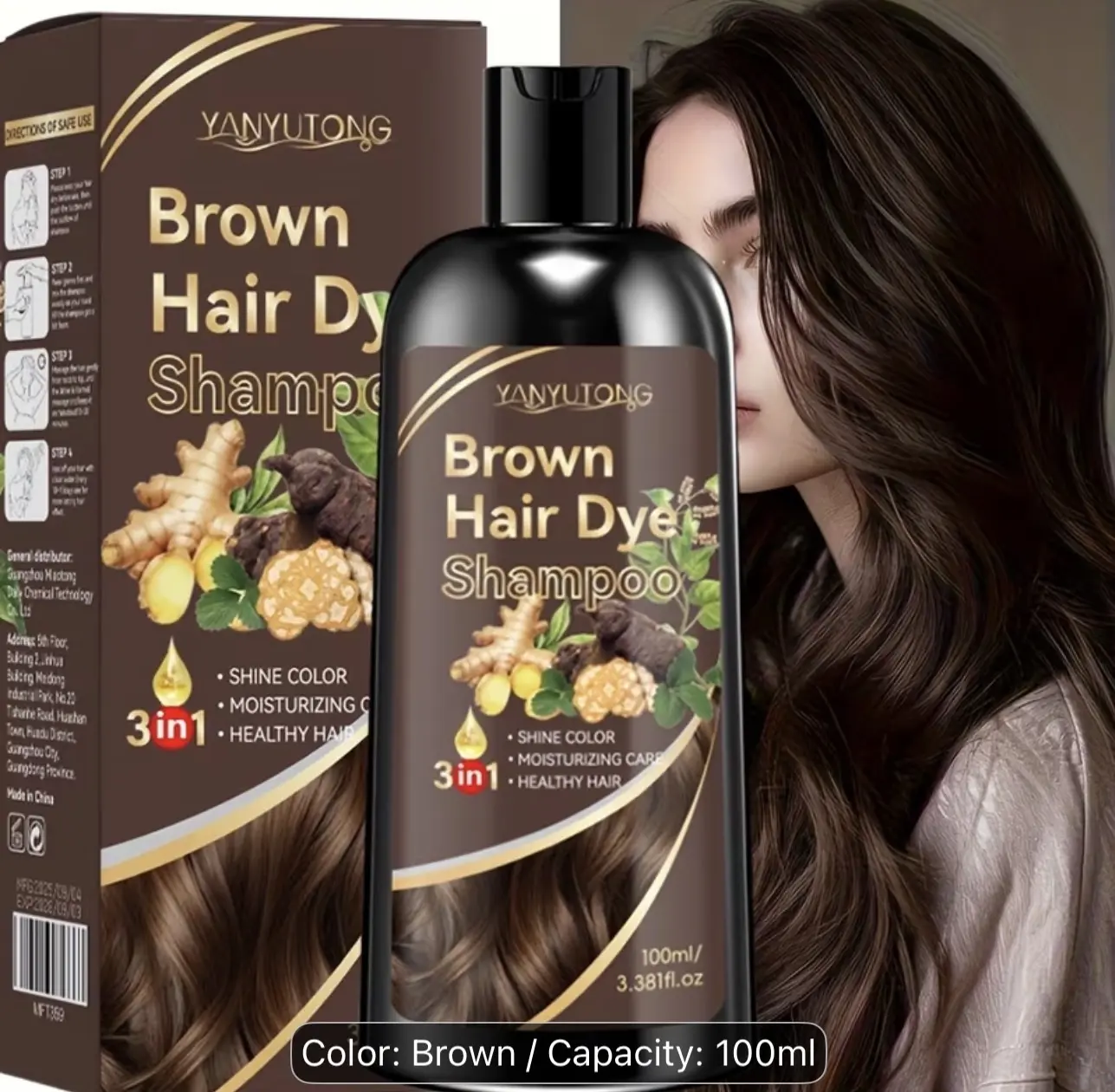 3-in-1 Herbal Hair Color Cleanser - Haircare Shampoo & Conditioner with Herbal Oils, Moisturize, Nourishing, Non-Irritating, Smooth Finish, Unisex for All Hair Types, Travel Size