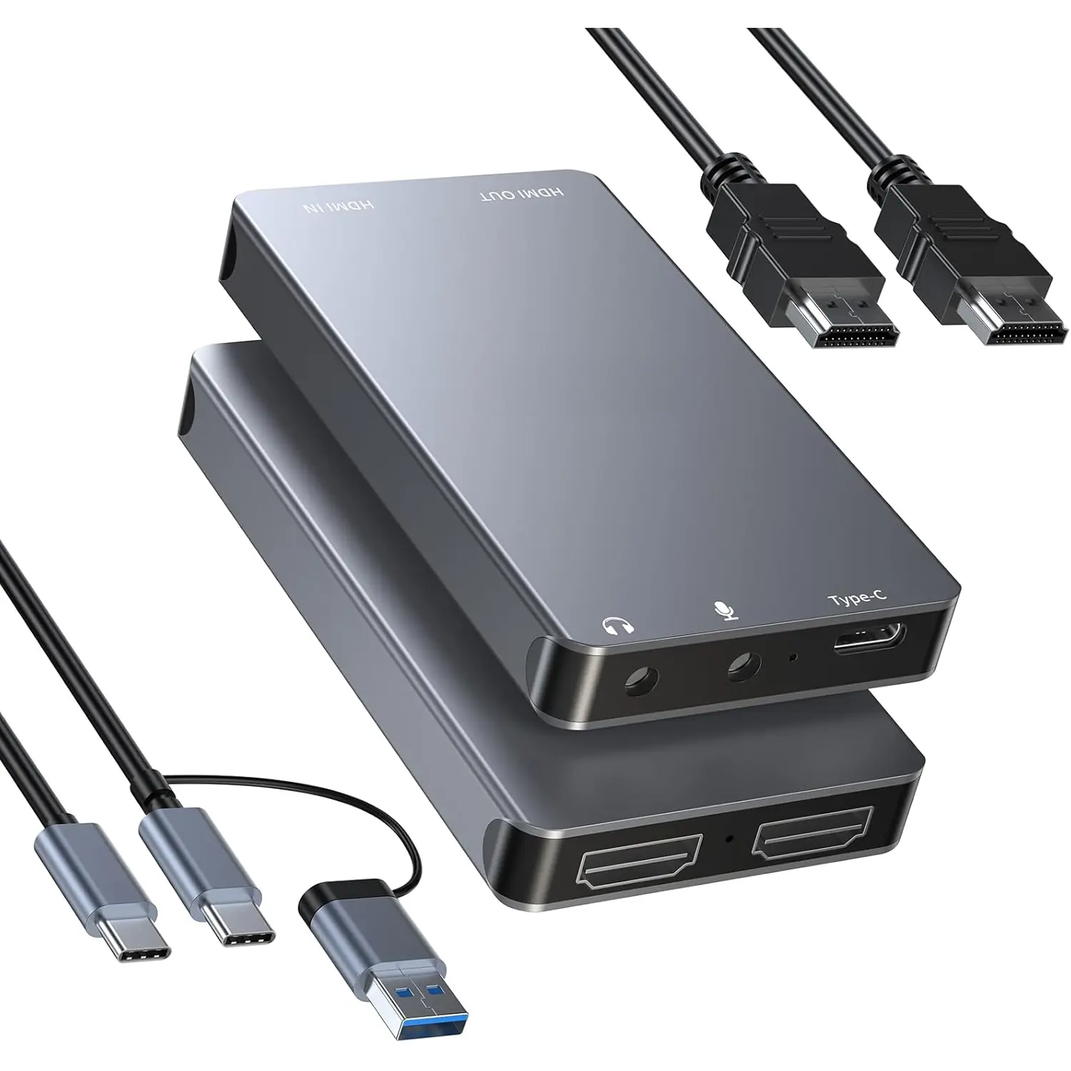 HDMI Capture Card, USB 3.0 1080P 60FPS Audio Video Capture Card for Streaming/Gaming/Video Conference, 4K@30Hz Input & Pass-Through Capture Card for  /PS5//Camera/PC