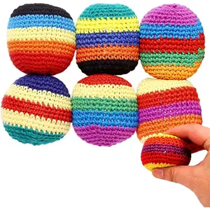 6PCS Hand-Made Knitted Bags, 2026 Upgraded Footbags Knitted, Professional Balls for Kids, Juggling Balls for Beginners, Ready-to-Use Balls (No Assembly Required) (6pcs)