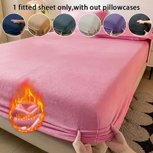 Solid Color Fitted Sheet, 1 Count Soft Comfortable Bedding Fitted Sheet, Bedding Supplies for Home Bedroom, Guest Room, Hotel, Hotel Quality Sheets, Silky Fitted Sheet, Microfiber Bed Sheets