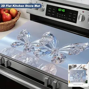 Crystal Butterfly Silica Gel Stove Mat, Heat Resistant Non-Slip Kitchen Counter Pad, Home Decor Table Mat, 1 Piece
