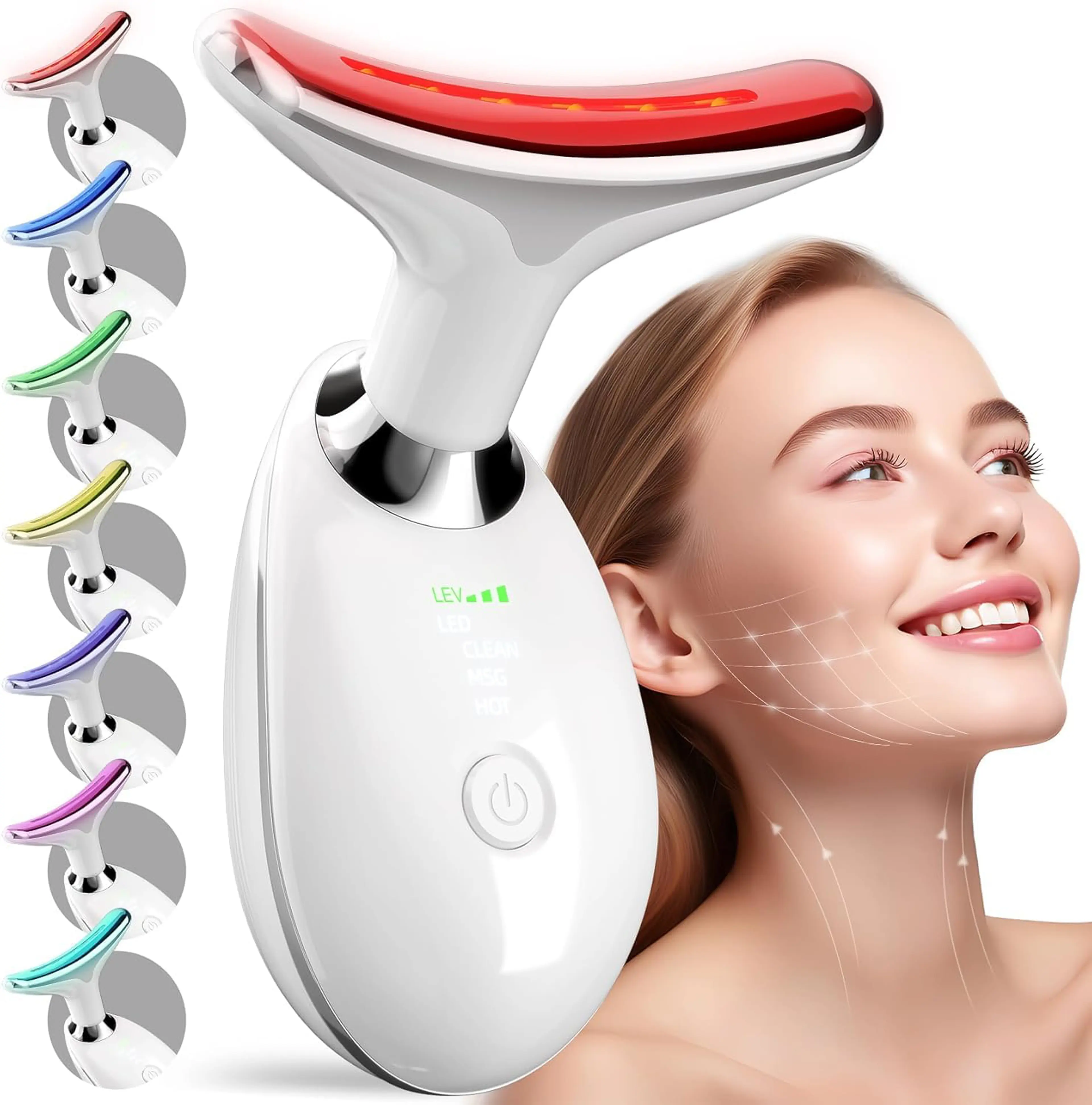 GlowLab 7 Color Facial Massager Tool, Facial Mask & Neck Massager – Wireless Skin Care Beauty Device for Daily Refresh & Massage