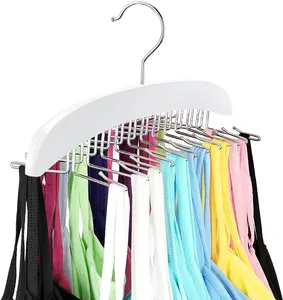 Tank Top Hanger with 24 Adjustable Hooks Premium Wood Non-Slip Space Saving Closet Organizer for Tank Tops Ties Bras Gift