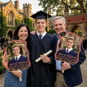 Custom Face Fans With Wooden Handle, Graduation Big Head Cutout, Personalized Photo Paddle, Class of 2026 Senior Party Favor