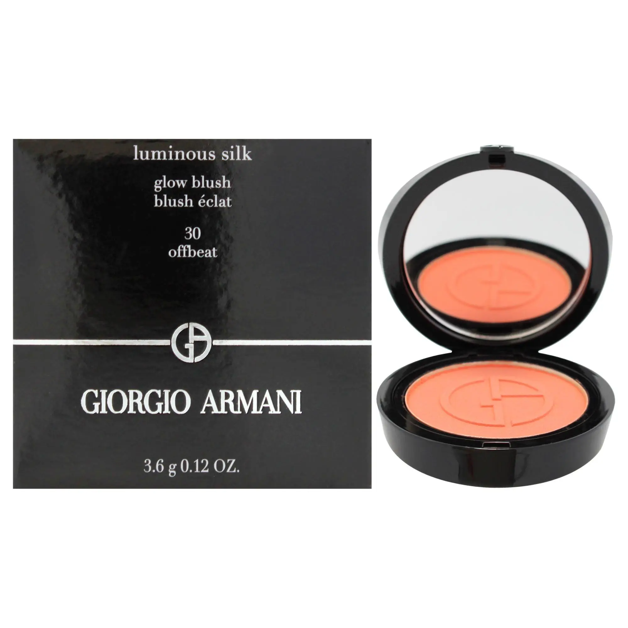 Giorgio Armani Women's Luminous Silk Glow Blush - 30 Offbeat, Makeup Compact Face Blush with Glow Boost, 0.12 oz, 0.12Oz