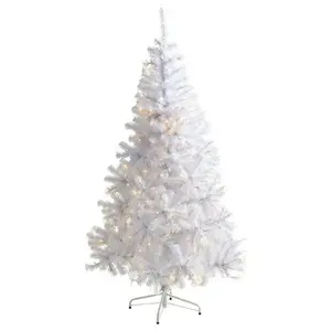 Nearly Natural  6 ft. White Artificial Christmas Tree with 680 Bendable Branches & 250 Clear LED Lights