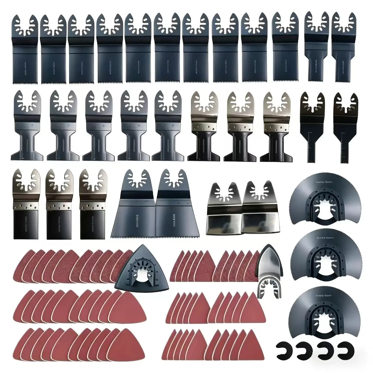 98-piece universal saw blade set, woodworking tools, vibration cutting tools, air duct expander, quick-release multi-tool set, metal nails,high carbon steel, and replacement parts, suitable for heavy-duty applications. titanium