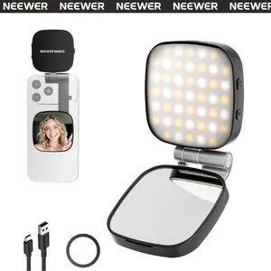 NEEWER NL45B Magnetic Selfie Light, Mini Portable LED Phone Light with 360° Rotation & 270° Adjustable Angle, Built-in Mirror, Magnetic Phone Stand for Selfie, Vlogging & Video Recording